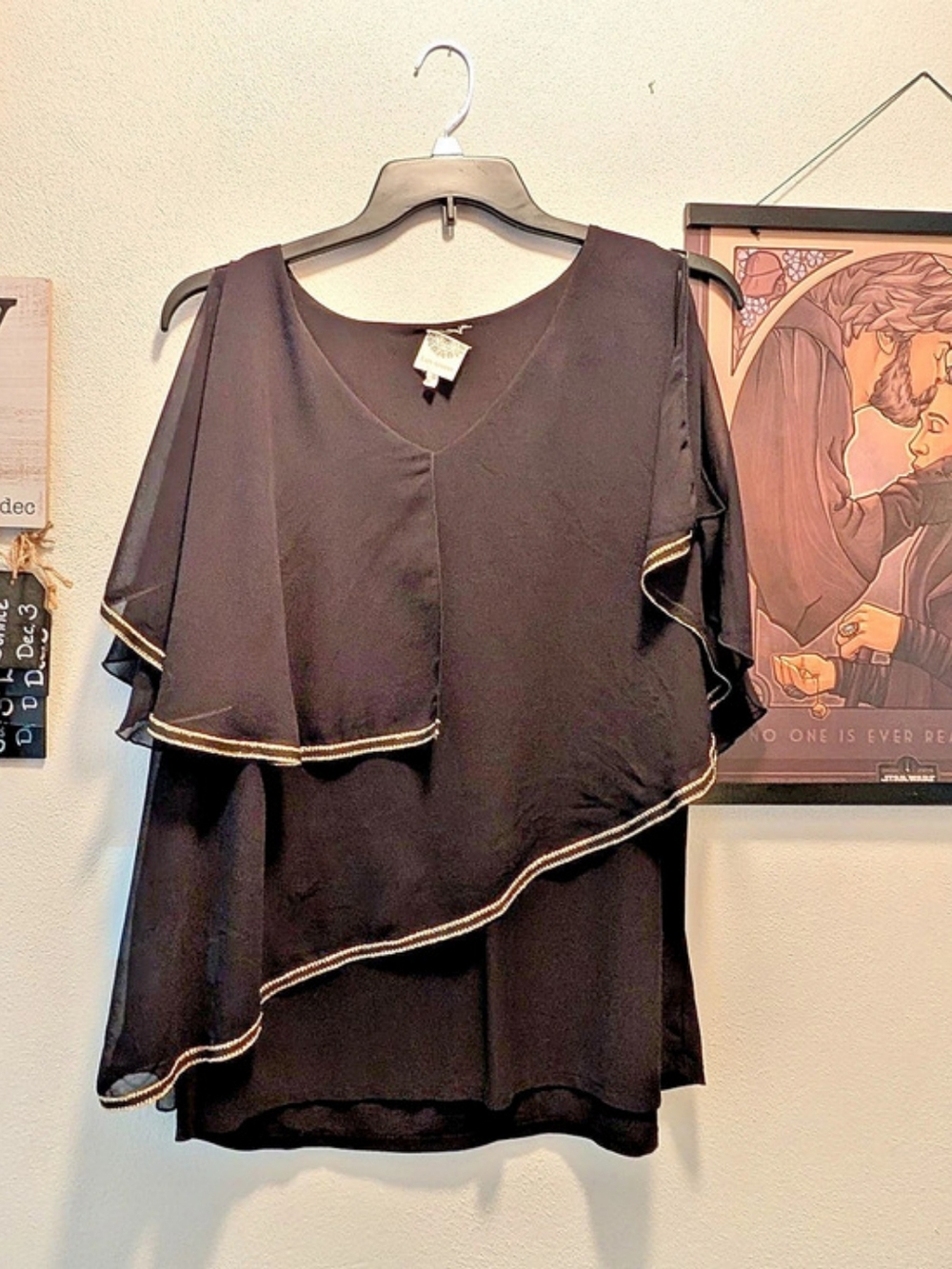 Late August Black Layered Blouse Like New